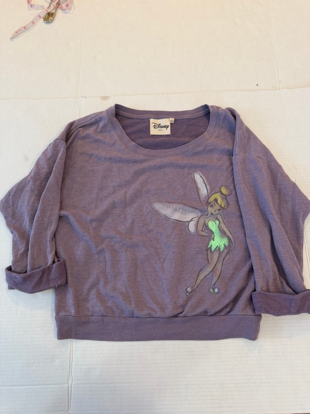 Disney Purple Tinker Bell Sweatshirt with Green Accent